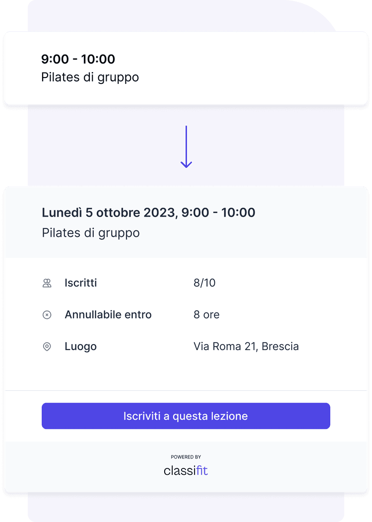 Prenotazioni online, calendario delle lezioni, pacchetti a crediti e siti web su misura - Porta il tuo studio di fitness al prossimo livello