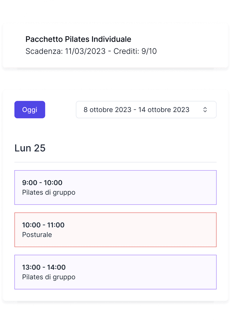 Prenotazioni online, calendario delle lezioni, pacchetti a crediti e siti web su misura - Porta il tuo studio di fitness al prossimo livello